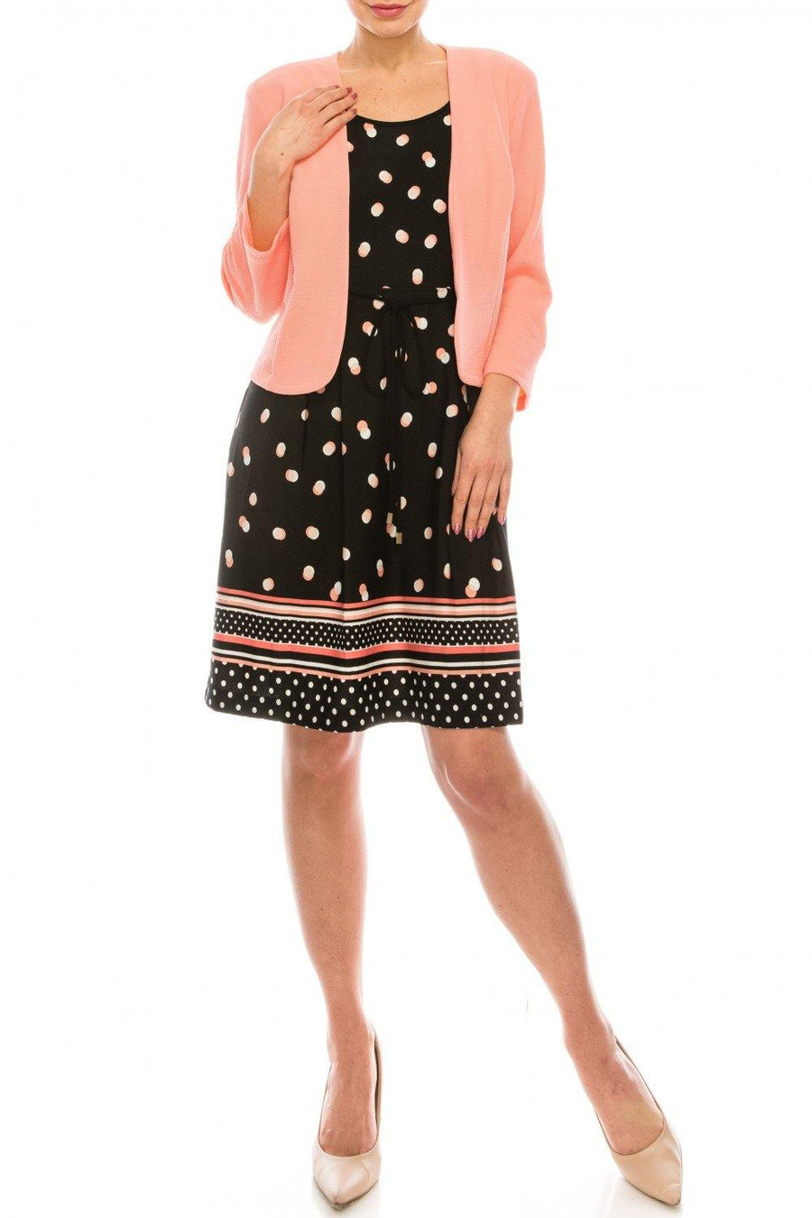 Studio One Polka Dotted Two Piece Jacket Dress - The Dress Outlet