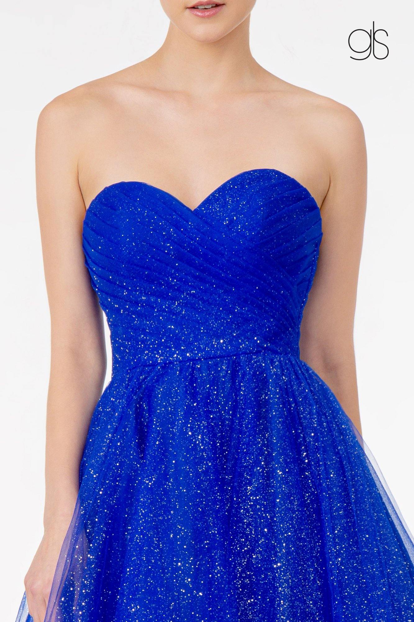 Sweetheart Neckline Multi-Layered Glitter Mesh Short Dress - The Dress Outlet Elizabeth K