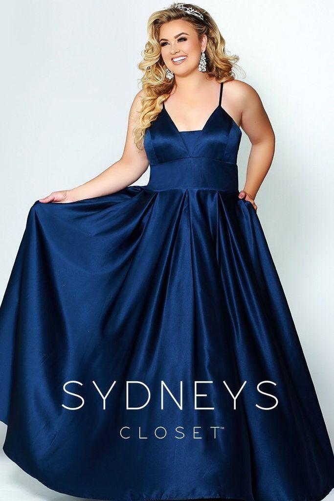 Sydneys Closet Long Plus Size Satin Prom Dress - The Dress Outlet Sydneys Closet