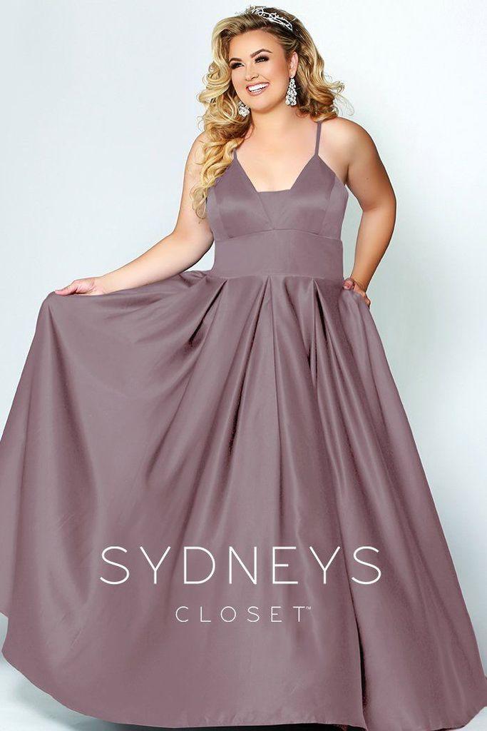 Sydneys Closet Long Plus Size Satin Prom Dress - The Dress Outlet Sydneys Closet