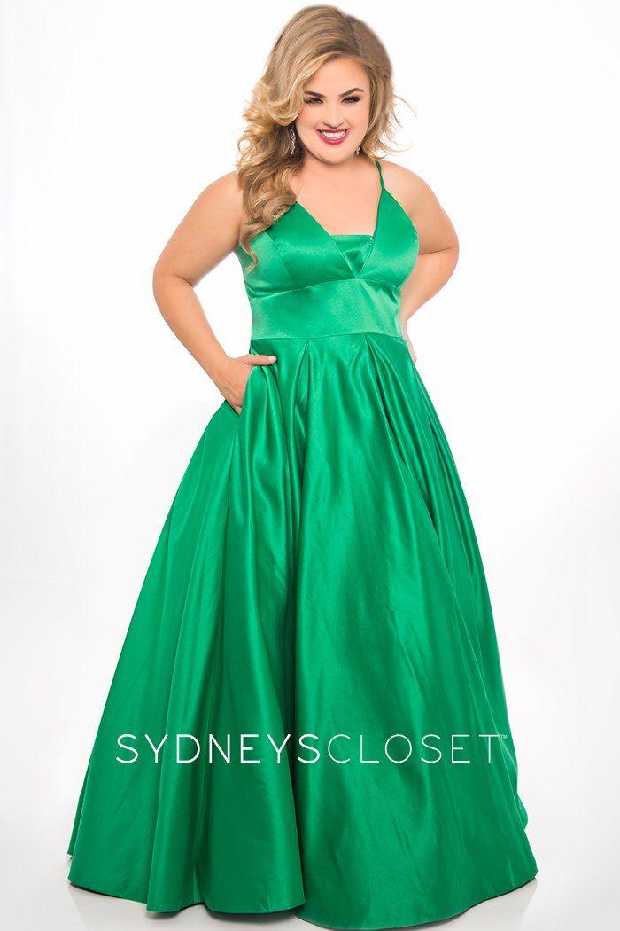 Sydneys Closet Long Plus Size Satin Prom Dress - The Dress Outlet