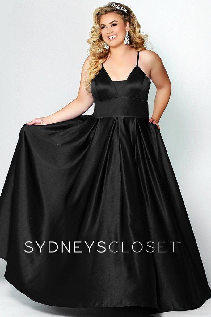 Sydneys Closet Long Plus Size Satin Prom Dress - The Dress Outlet Sydneys Closet