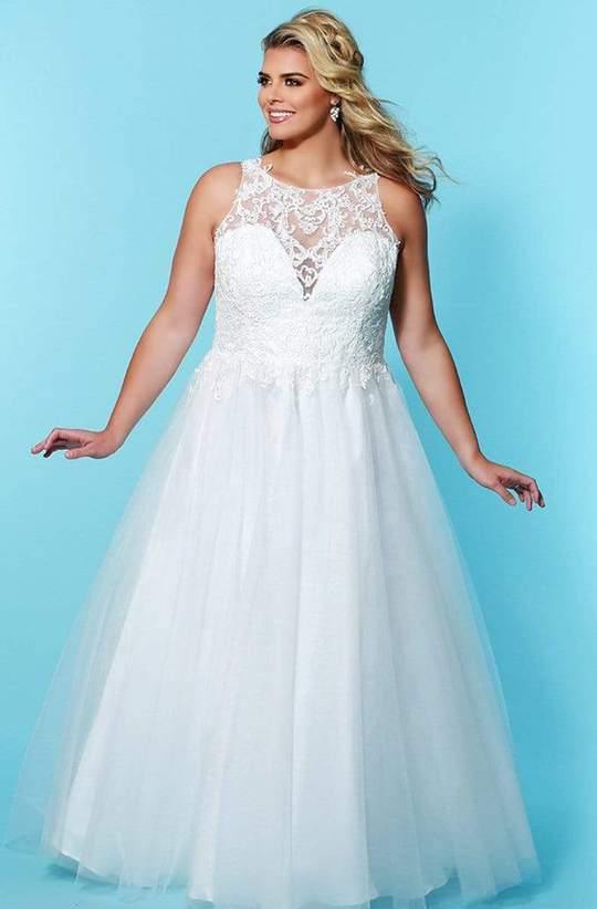 Sydneys Closet Long Plus Size Wedding Dress - The Dress Outlet