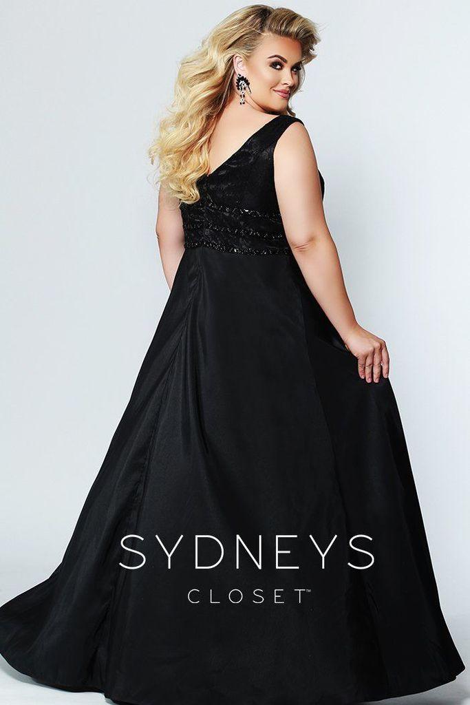 Sydneys Closet Long Satin Sleveeless Plus Size Prom Dress - The Dress Outlet Sydneys Closet