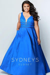 Sydneys Closet Long Satin Sleveeless Plus Size Prom Dress - The Dress Outlet Sydneys Closet