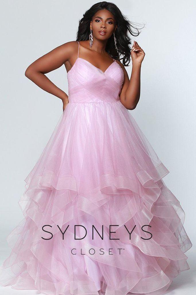 Sydneys Closet Long Tulle Plus Size Prom Dress - The Dress Outlet Sydneys Closet