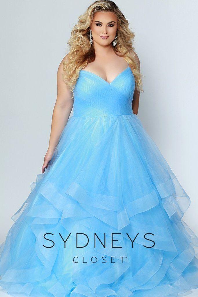 Sydneys Closet Long Tulle Plus Size Prom Dress - The Dress Outlet Sydneys Closet