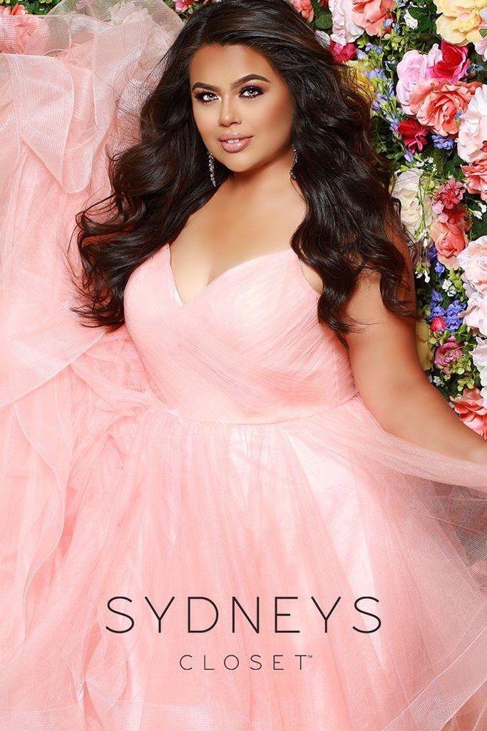 Sydneys Closet Long Tulle Plus Size Prom Dress - The Dress Outlet Sydneys Closet