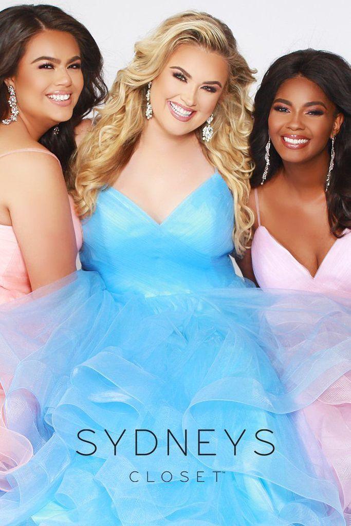 Sydneys Closet Long Tulle Plus Size Prom Dress - The Dress Outlet Sydneys Closet