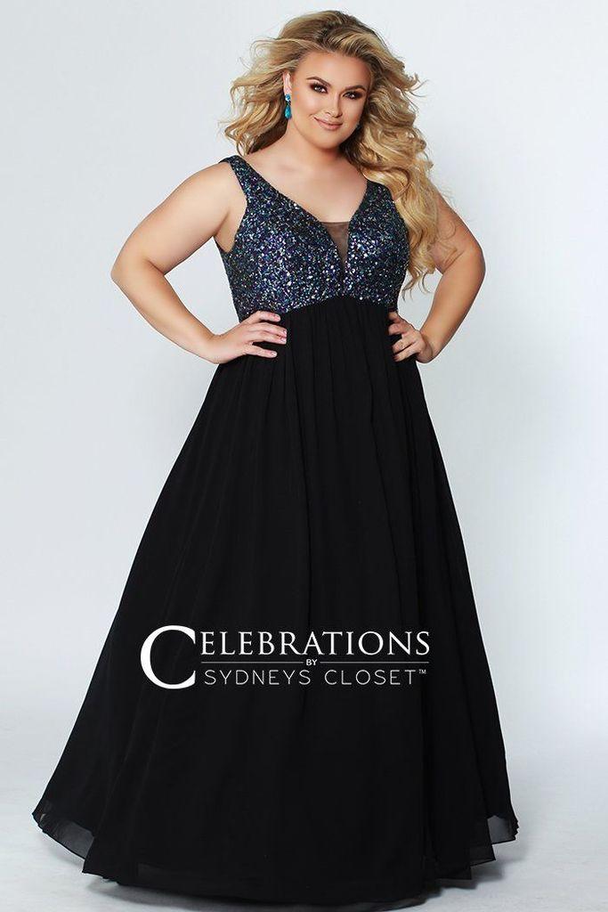 Sydneys Closet Plus Size Prom Long Formal Dress - The Dress Outlet