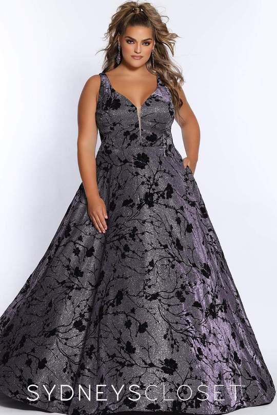 Sydneys Closet Shimmer Long Prom Dress - The Dress Outlet