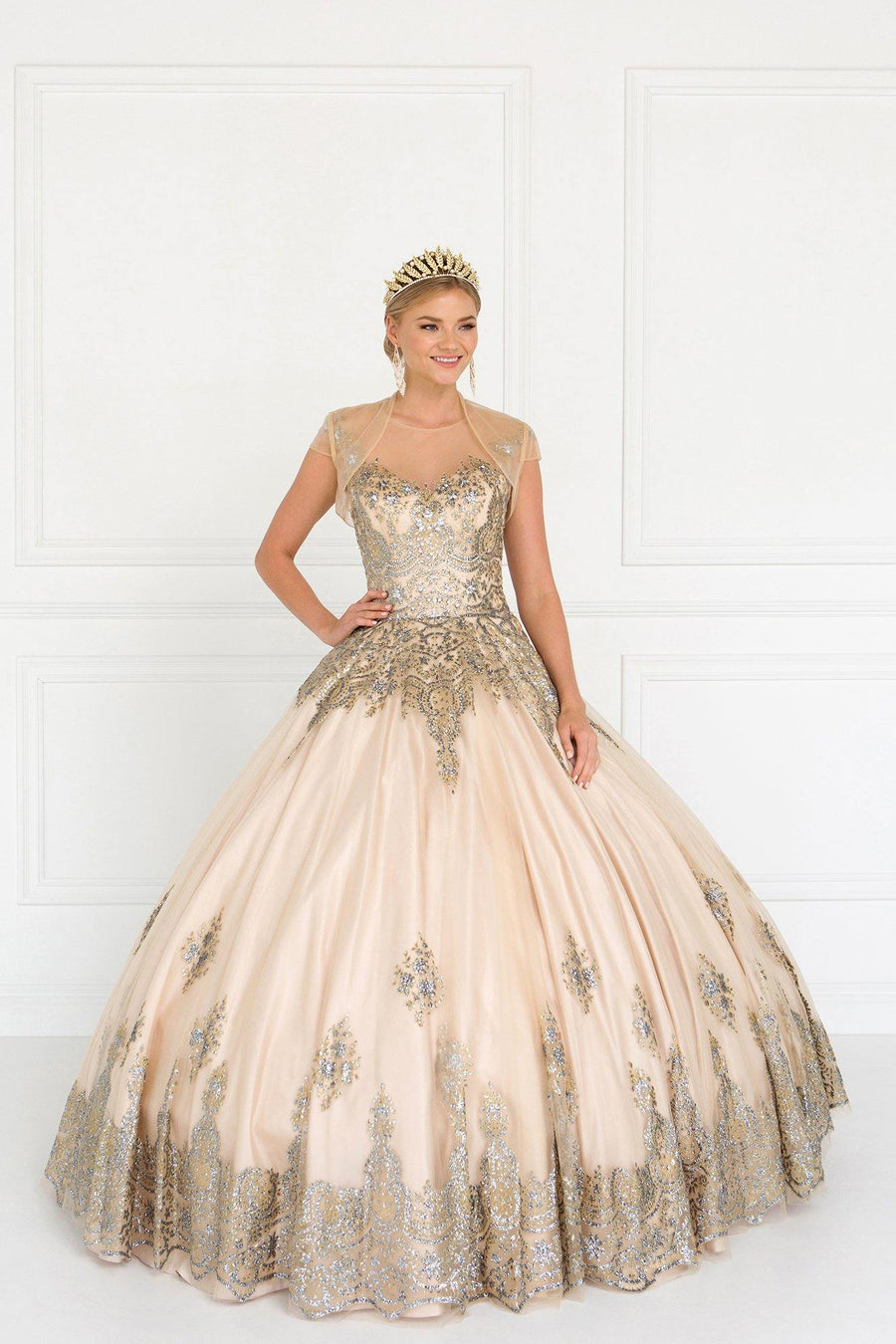 Tulle Illusion Sweetheart Quinceanera Dress - The Dress Outlet