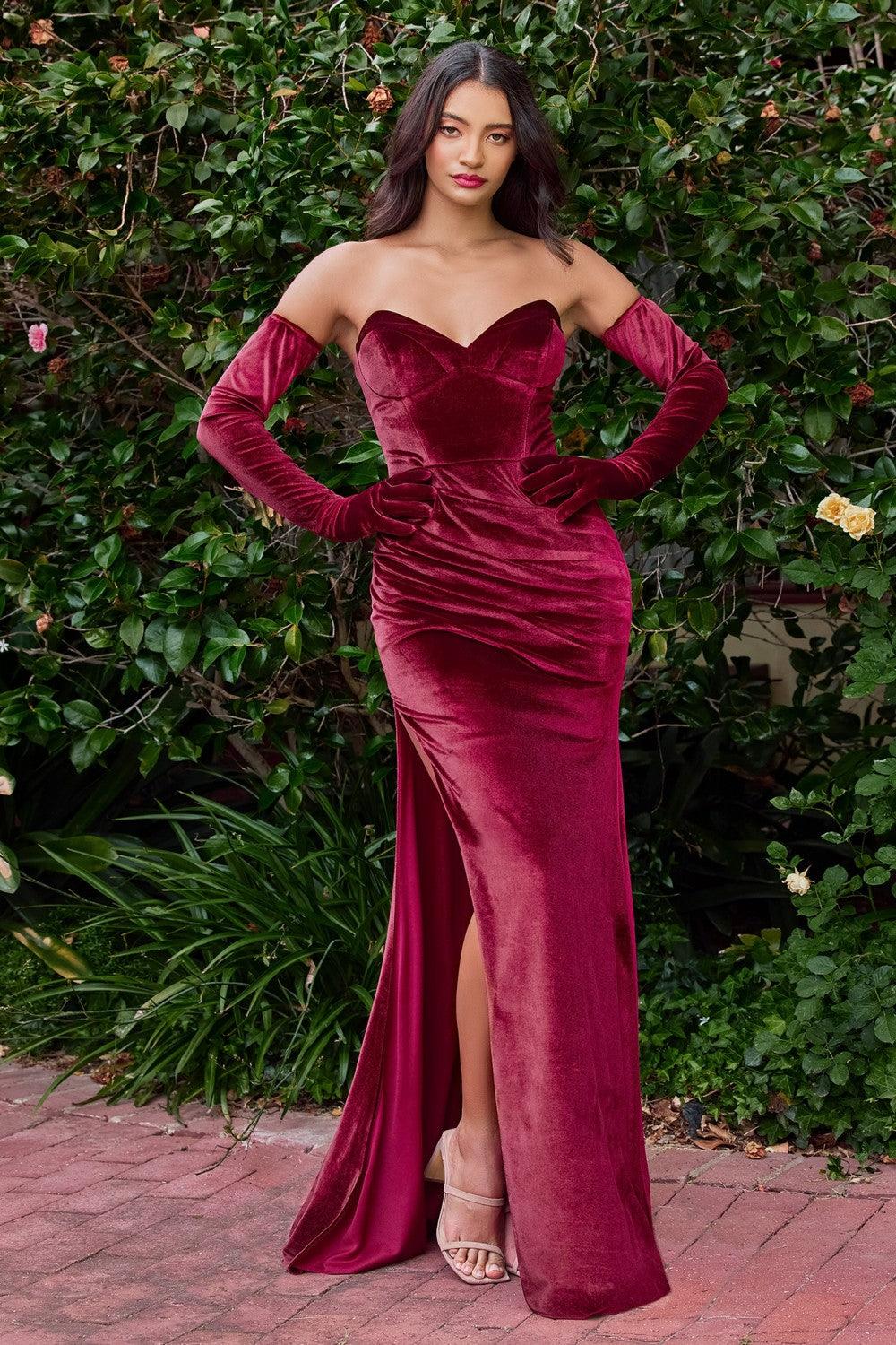 Velvet Long Formal Dress - The Dress Outlet