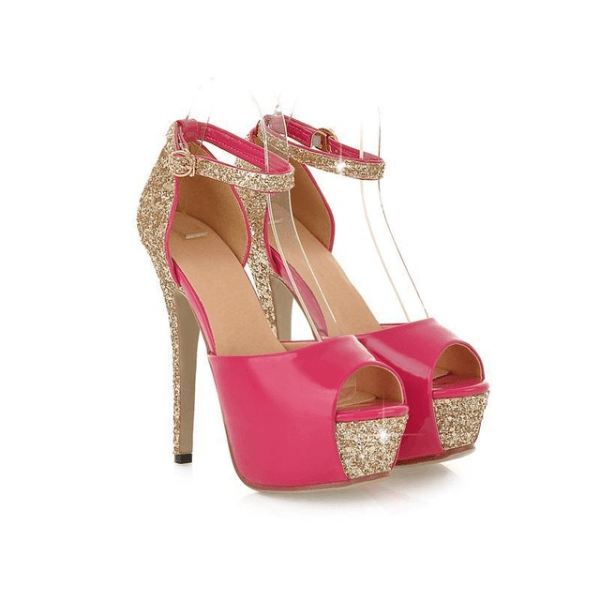 Black Wedding Glitter High Heels Platform Bridal Shoes | DressOutlet ...