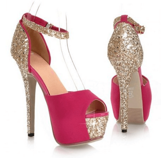 Wedding Glitter High Heels Platform Bridal Shoes - The Dress Outlet