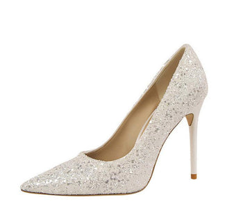 Gold Wedding High Heels Poited Toe Bridal Shoes | DressOutlet for $39. ...