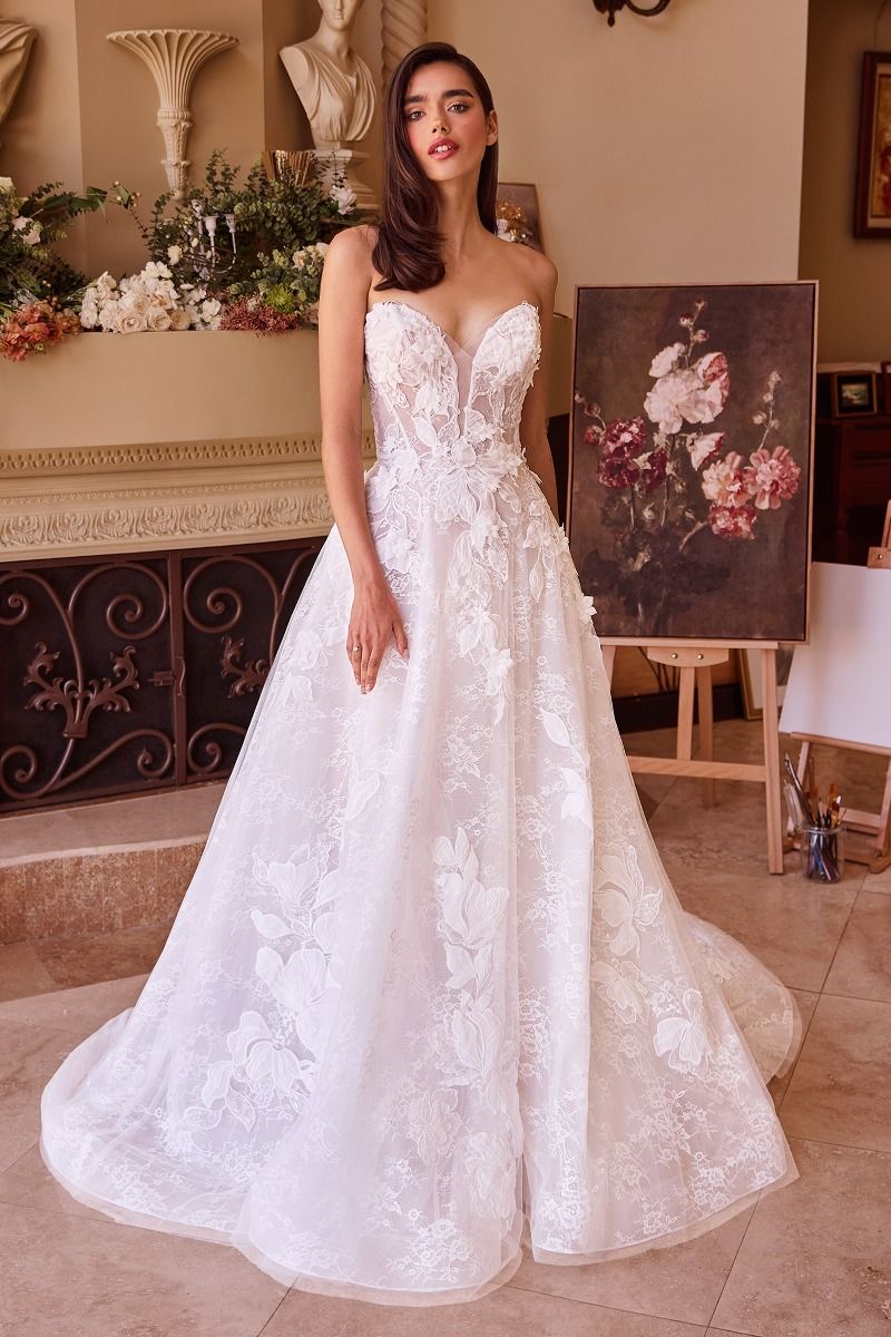 Wedding Dresses Long A Line Layered Lace Wedding Dress Off White