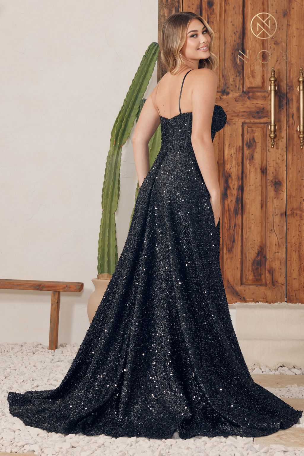 Prom Dresses Long Spaghetti Strap Sequin Prom Dress Black