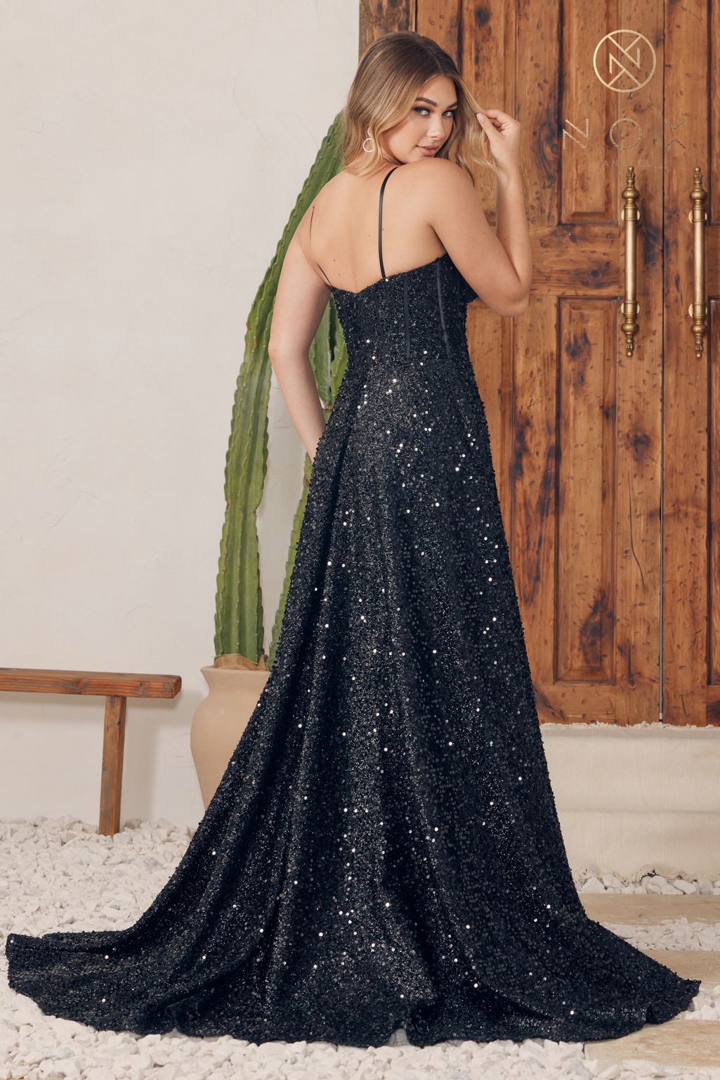 Prom Dresses Long Spaghetti Strap Sequin Prom Dress Black