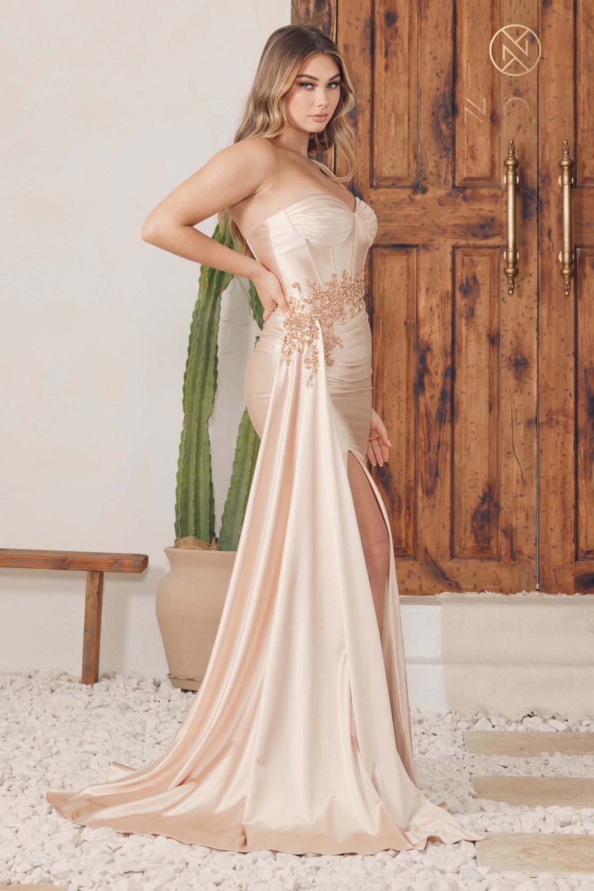 Prom Dresses Long One Shoulder Fitted Prom Dress Champagne