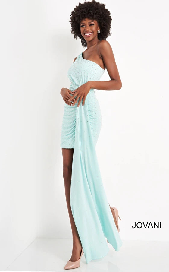 Jovani One Shoulder Short Homecoming Dress 04153 - The Dress Outlet