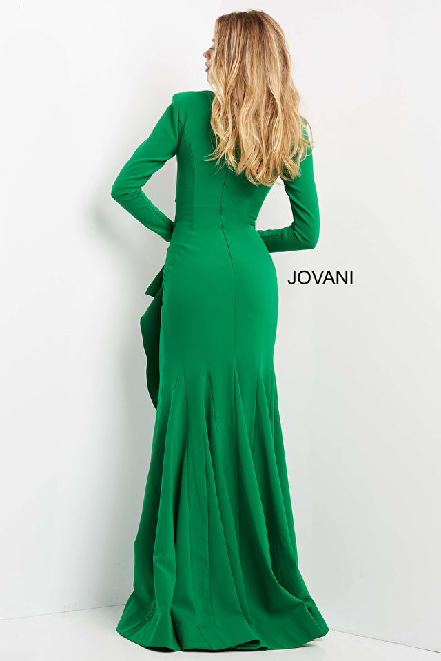 Mother of the Bride Dresses Mother of the Bride Long Sleeve Wrap Skirt Dress Emerald