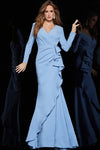 Mother of the Bride Dresses Mother of the Bride Long Sleeve Wrap Skirt Dress Light Blue