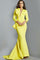 Formal Dresses Ruffle Fitted Three Quarter Sleeve Formal Dress Yellow