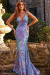 Prom Dresses Long Sleeveless Mermaid Prom Dress Iridescent Blue