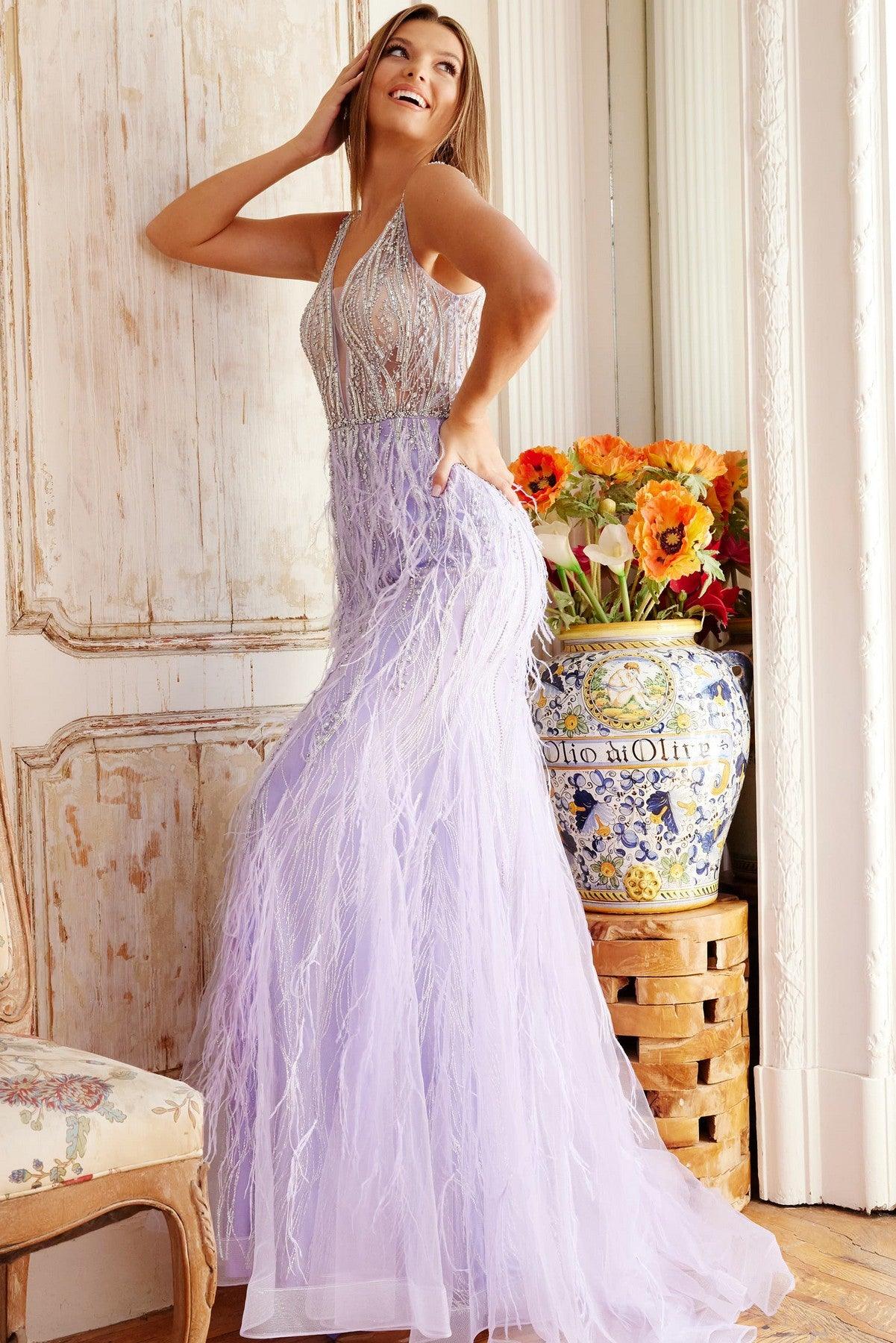 Prom Dresses Prom Long Sleeveless Beaded Formal Dress Lilac