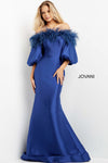 Mother of the Bride Dresses Mother of the Bride Feather Hemline 3/4 Sleeve Dress Indigo