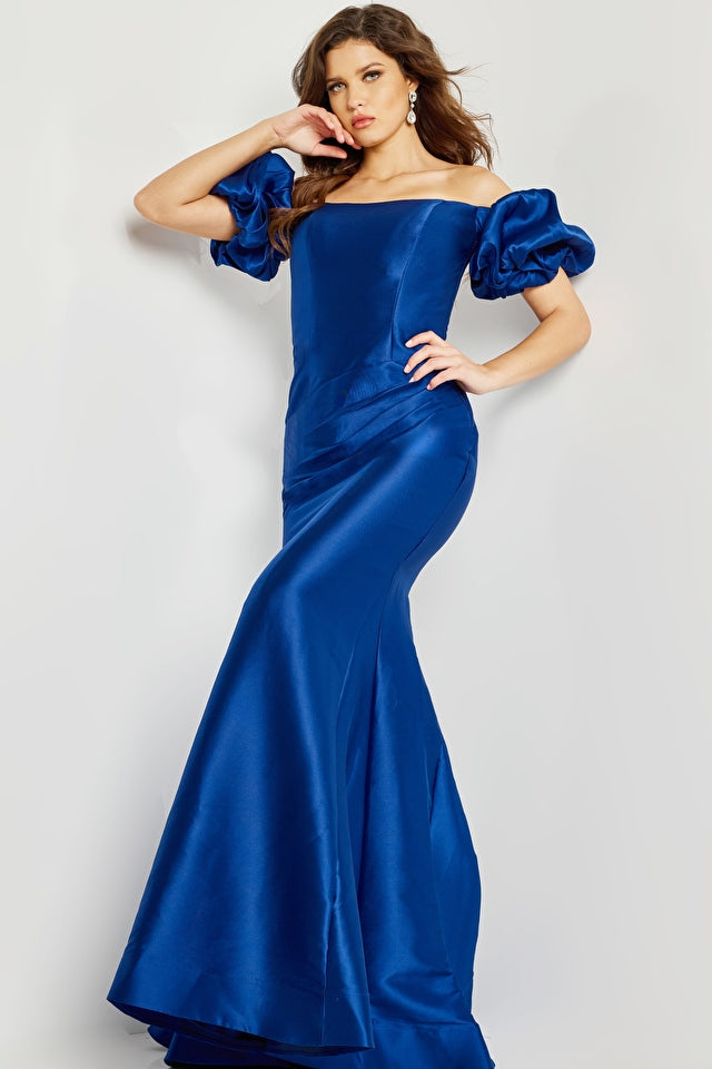 Mother of the Bride Dresses Mother of the Bride Off Shoulder Puff Sleeve Dress Indigo