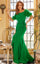 Mother of the Bride Dresses Mother of the Bride Short Feather Sleeve Side Drape Dress Emerald