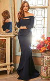 Mother of the Bride Dresses Mother of the Bride Front Cutout Off Shoulder Dress Navy