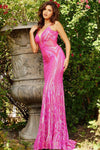 Prom Dresses Long Spaghetti Strap Fitted Prom Gown Hot Pink