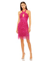 Cocktail Dresses Beaded Fringe Cocktail Keyhole Short Dress Magenta