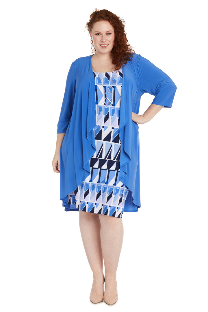 Plus Size Dresses Short Plus Size Pattern Mother of the Bride Jacket Dress Periwinkle/Navy