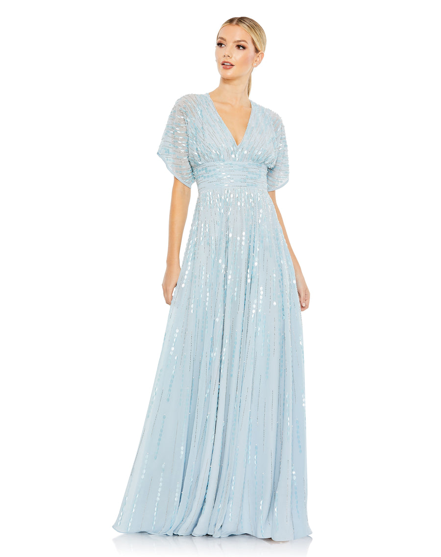 Formal Dresses Beaded A Line Long Forml Evening Gown Powder Blue