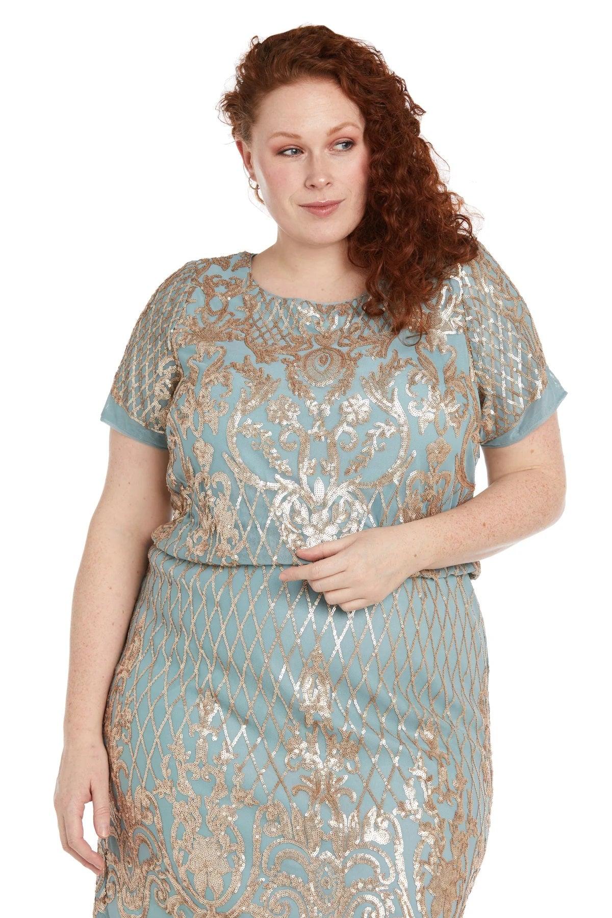 Plus Size Dresses Plus size Short Beaded Cocktail Dress Seafoam