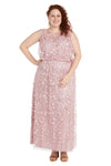 Plus Size Dresses Sequin Long Plus Size 3D Floral Formal Dress Rose