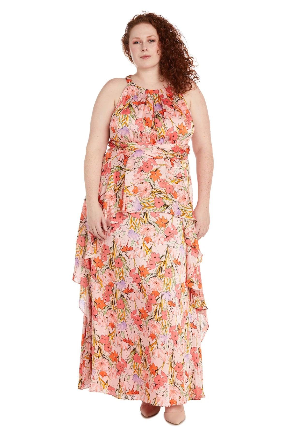 Plus Size Dresses Plus Size Long Floral Maxi Dress Coral/Lavender