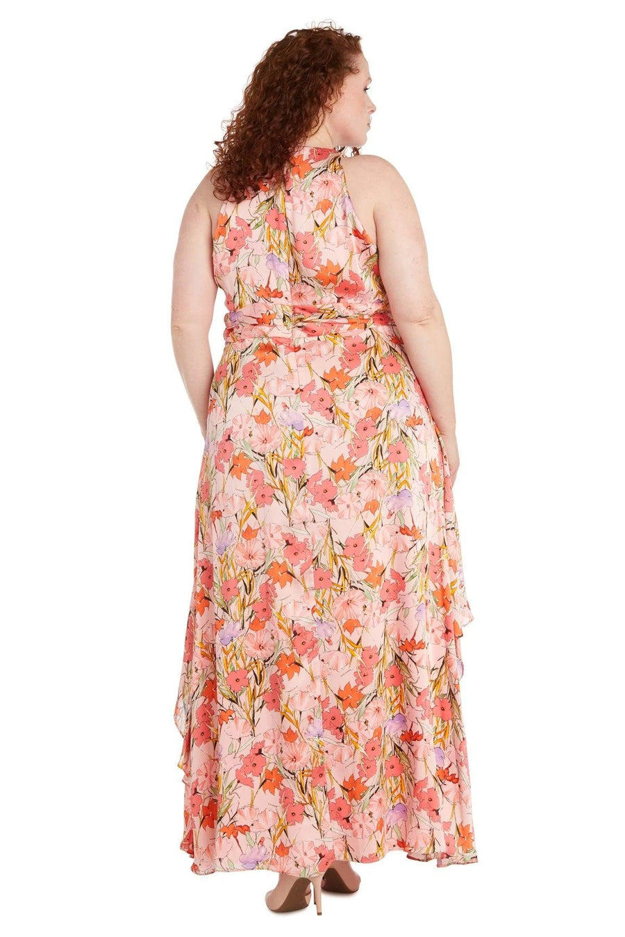 Plus Size Dresses Plus Size Long Floral Maxi Dress Coral/Lavender