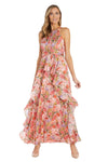 Formal Dresses Long Halter Petite Floral Ruffle Dress Coral/Lavender