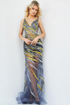 Prom Dresses Long Sleeveless Formal Fitted Prom Dress Gunmetal