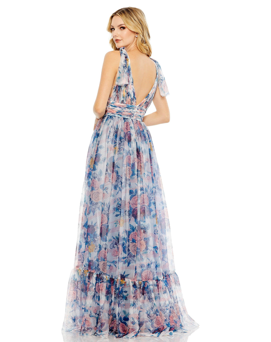 Formal Dresses Long Sleeveless Formal Floral Dress Blue Multi