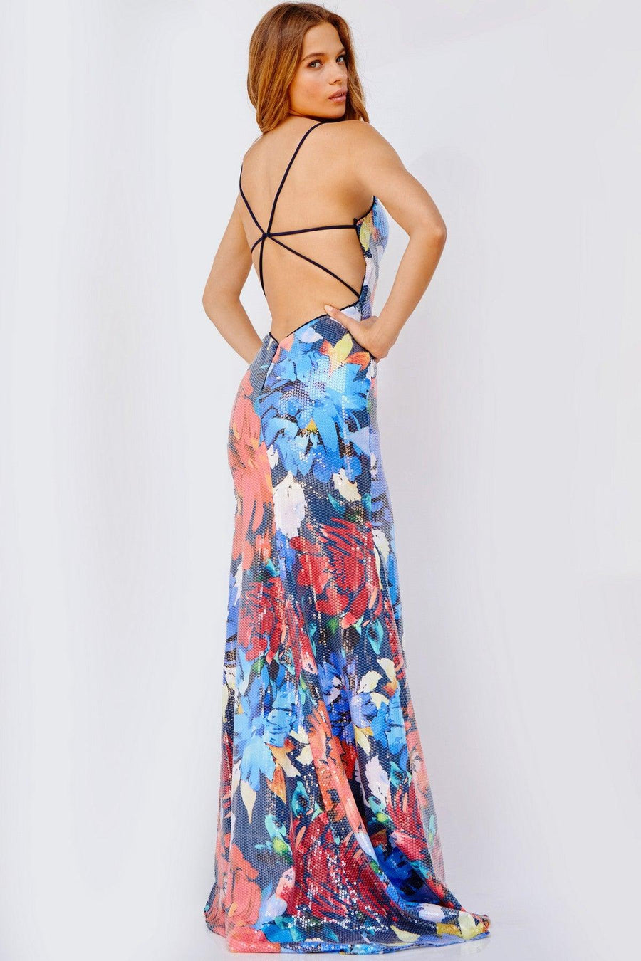 Prom Dresses Long Spaghetti Strap Print Prom Dress Multi