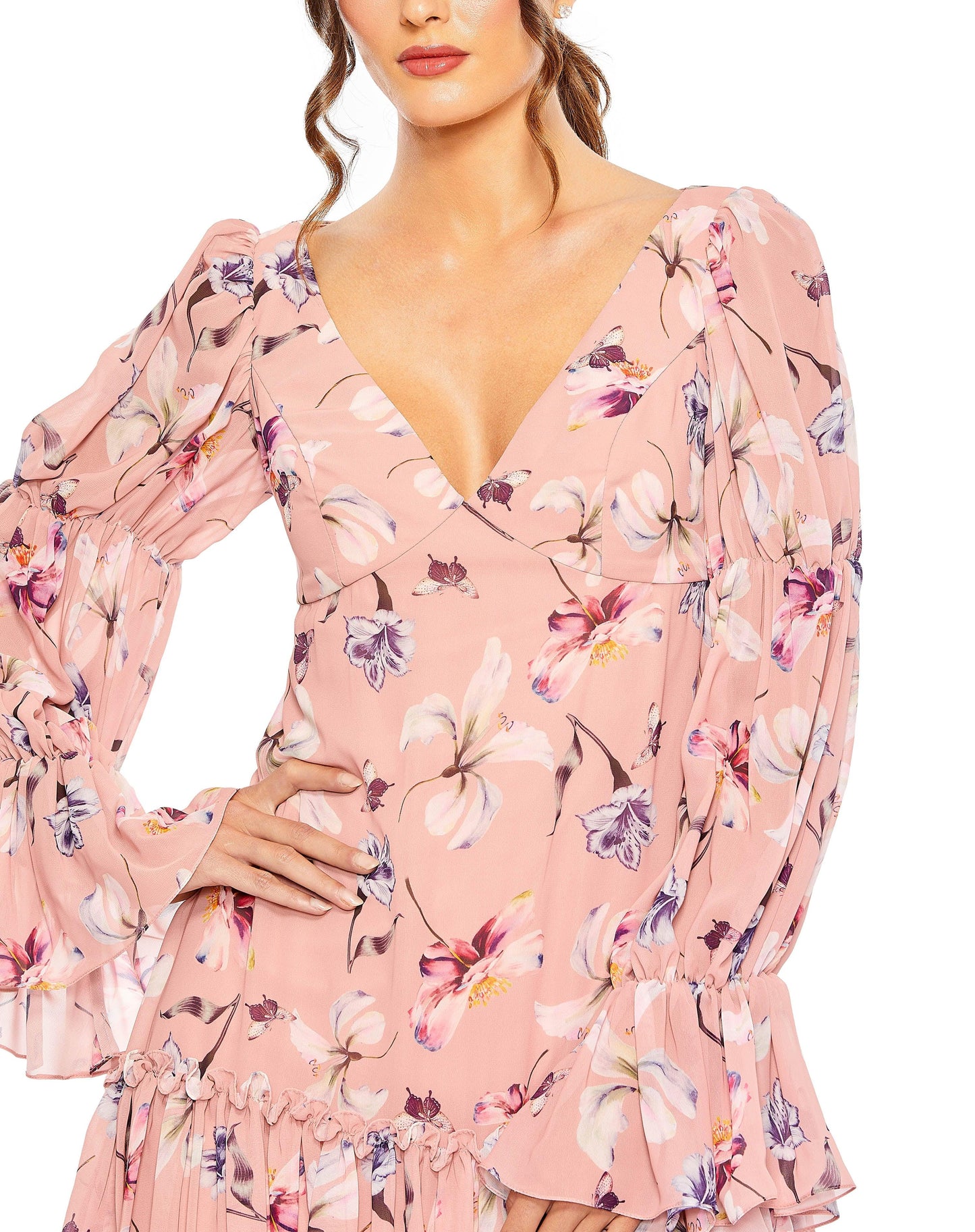 Cocktail Dresses Long Sleeve Floral Cocktail Dress Rose Multi