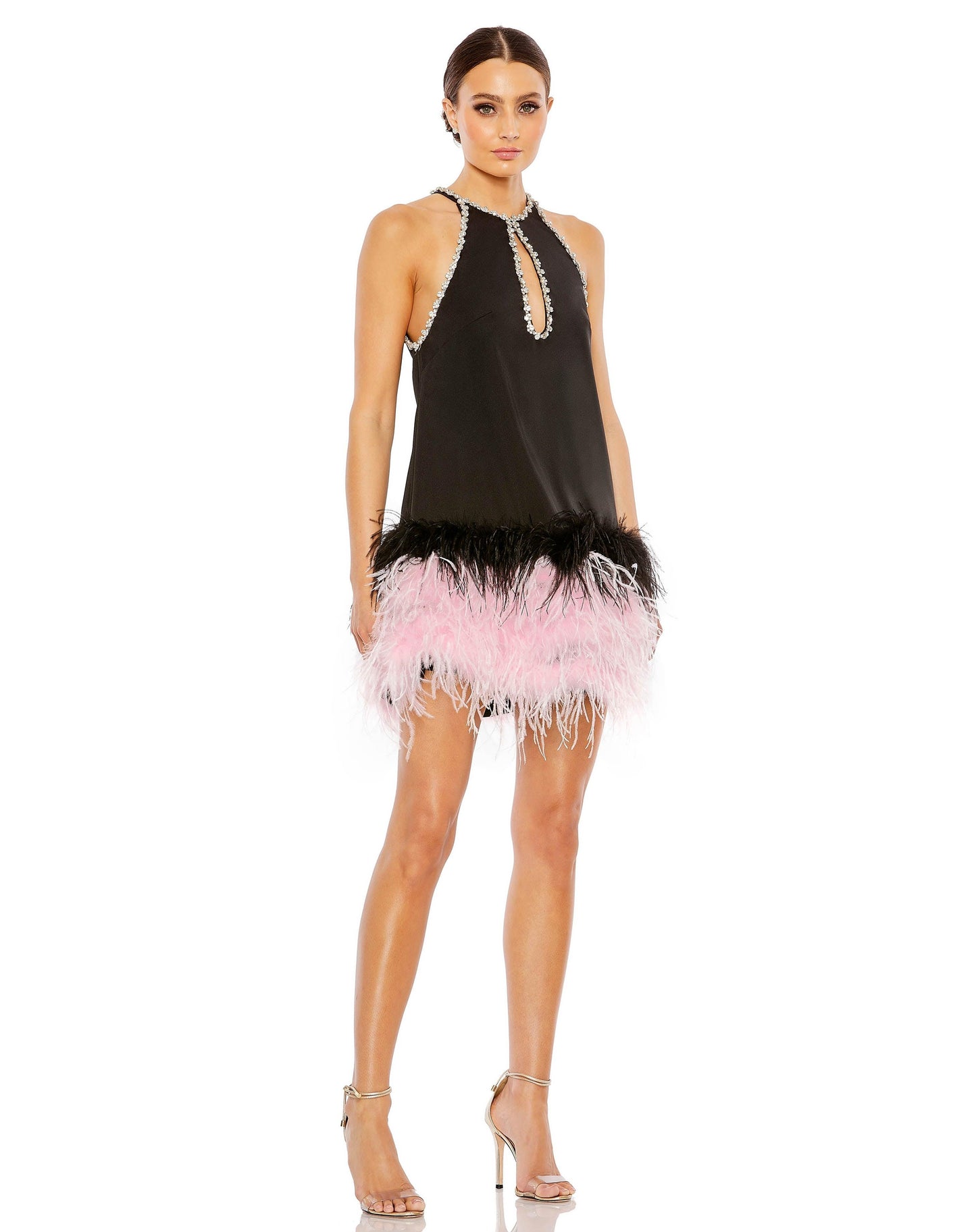 Cocktail Dresses Short Feather Skirt Cocktail Dress Black