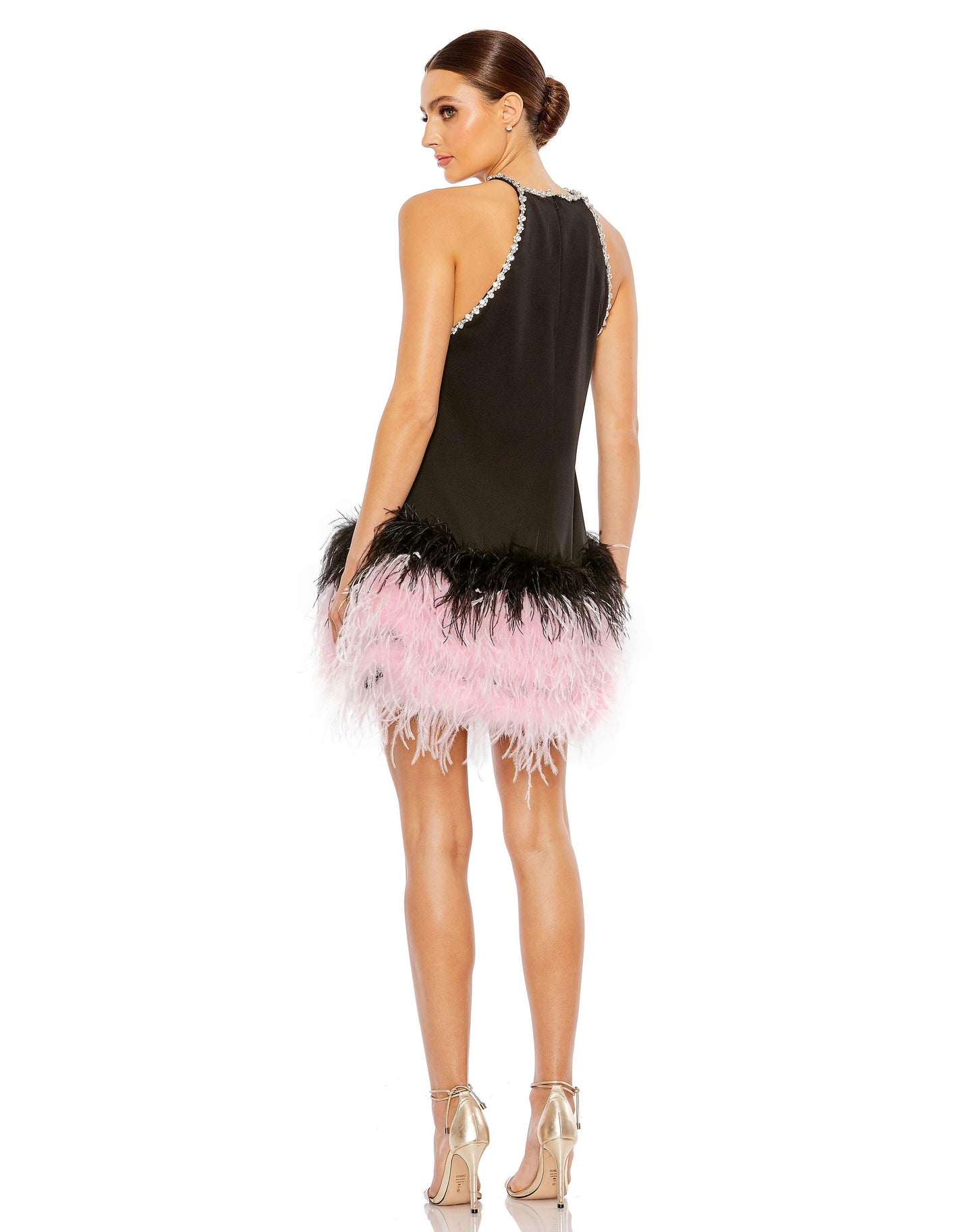 Cocktail Dresses Short Feather Skirt Cocktail Dress Black