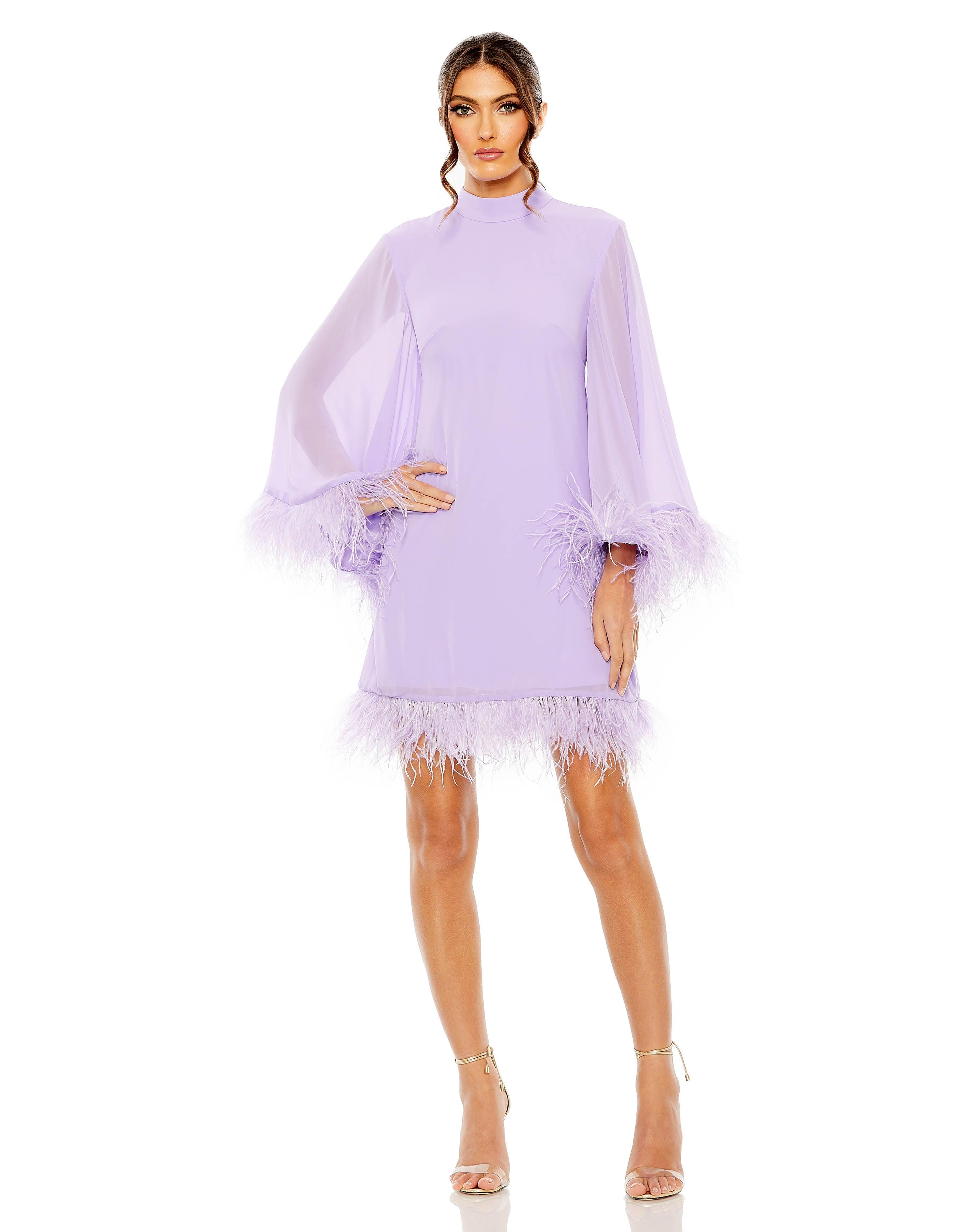 chiffon lilac long sleeved cocktail dresses